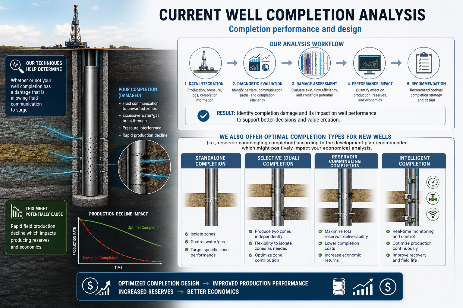 Current well completion analysis illustration.
